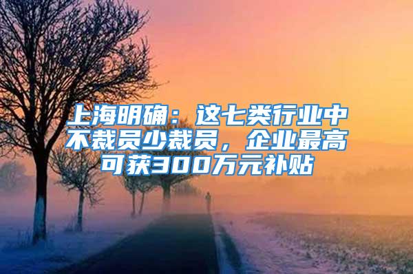 上海明確：這七類行業中不裁員少裁員，企業最高可獲300萬元補貼