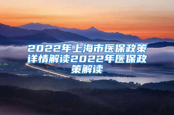 2022年上海市醫保政策詳情解讀2022年醫保政策解讀