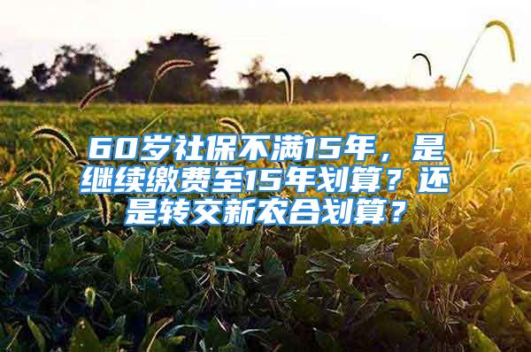 60歲社保不滿15年，是繼續繳費至15年劃算？還是轉交新農合劃算？