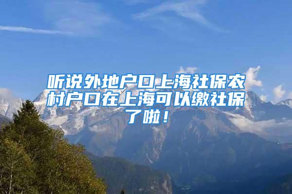 聽說外地戶口上海社保農村戶口在上?？梢岳U社保了啦！