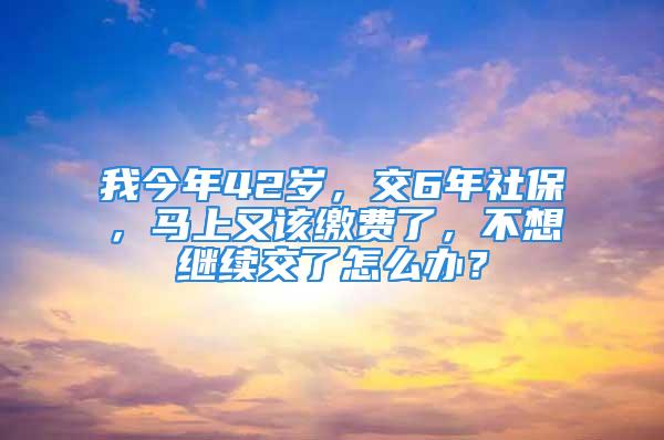 我今年42歲，交6年社保，馬上又該繳費了，不想繼續交了怎么辦？