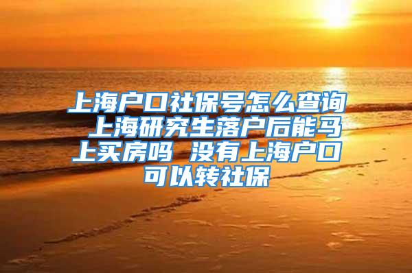 上海戶口社保號怎么查詢 上海研究生落戶后能馬上買房嗎 沒有上海戶口可以轉社保