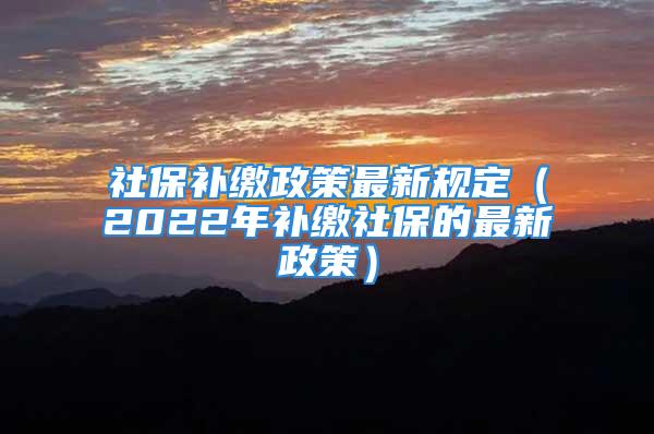 社保補繳政策最新規定（2022年補繳社保的最新政策）