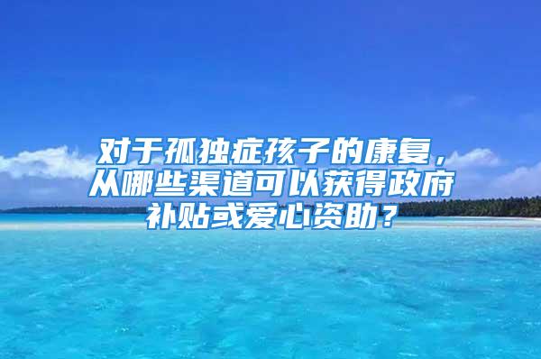 對于孤獨癥孩子的康復，從哪些渠道可以獲得政府補貼或愛心資助？