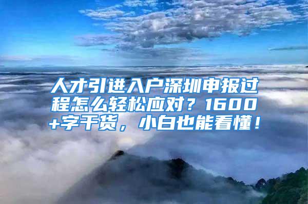 人才引進入戶深圳申報過程怎么輕松應對？1600+字干貨，小白也能看懂！