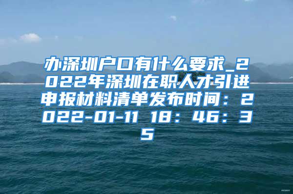 辦深圳戶口有什么要求_2022年深圳在職人才引進申報材料清單發布時間：2022-01-11 18：46：35