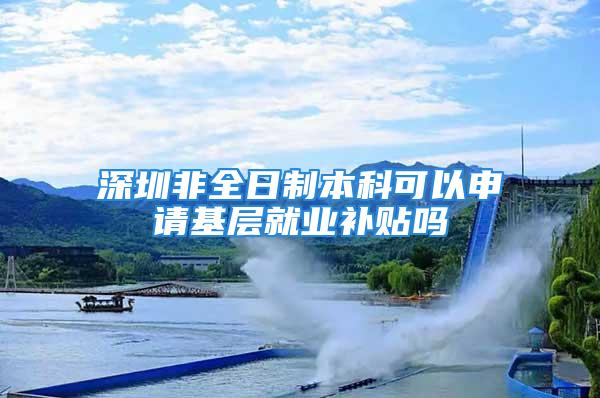 深圳非全日制本科可以申請基層就業補貼嗎