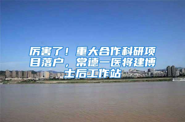 厲害了！重大合作科研項目落戶，常德一醫將建博士后工作站