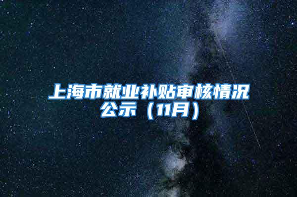 上海市就業補貼審核情況公示（11月）