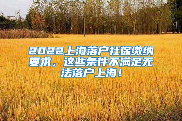 2022上海落戶社保繳納要求，這些條件不滿足無法落戶上海！