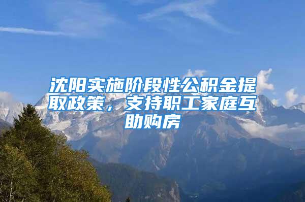 沈陽實施階段性公積金提取政策，支持職工家庭互助購房