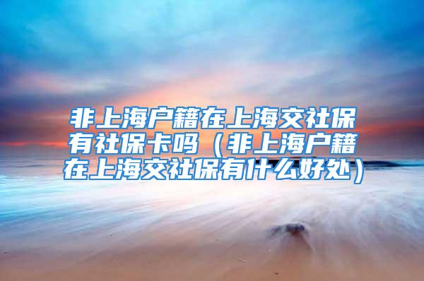 非上海戶籍在上海交社保有社?？▎幔ǚ巧虾艏谏虾＝簧绫Ｓ惺裁春锰帲?/></p>
									　　<p>現如今、隨著社會的發展及人員就業的不斷流動，辦理社保與退休養老問題引起了大家的廣泛關注。</p>
　　<p style=