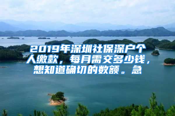 2019年深圳社保深戶個人繳款，每月需交多少錢，想知道確切的數額。急