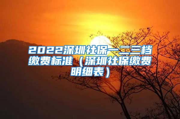 2022深圳社保一二三檔繳費標準（深圳社保繳費明細表）