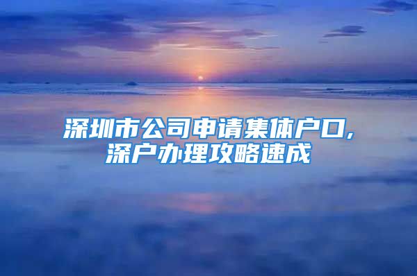 深圳市公司申請集體戶口,深戶辦理攻略速成